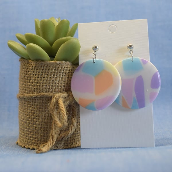 Round Pastel Statement Earrings