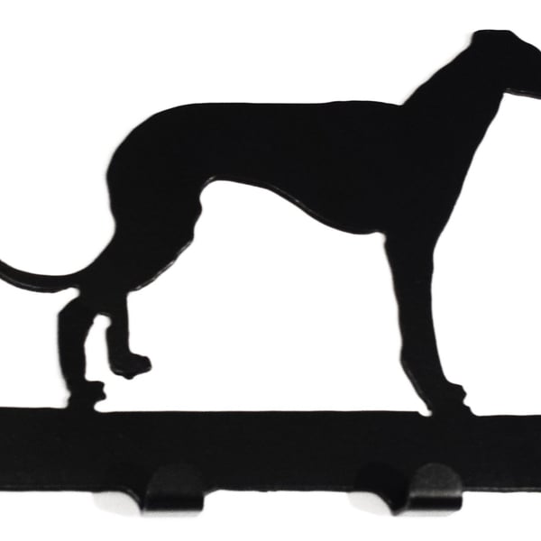 Whippet Silhouette Key Hook Rack - metal wall art