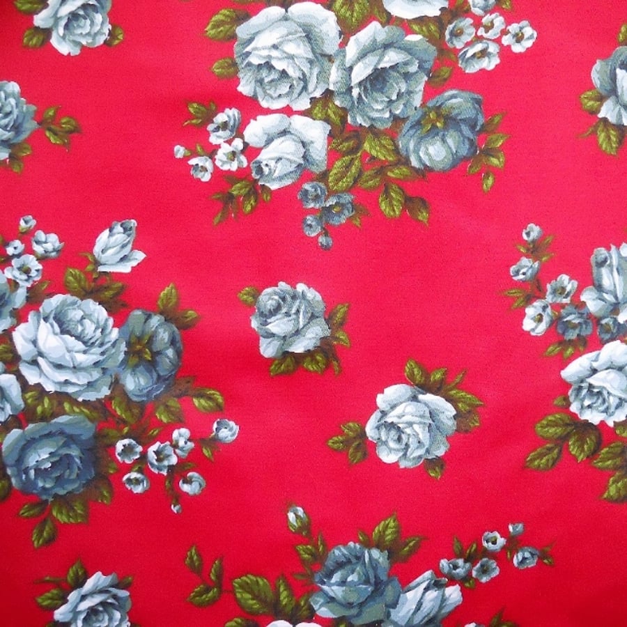 50s 60s Red Blue Rose GROSVENOR Bernard Wardle vintage fabric Lampshade option 