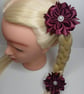 Maroon Satin Ribbon Flower Hair Accessory– Handmade Elastic Hairband - Image 8