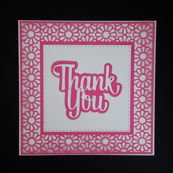 Thank You Greeting Card - Pink and White