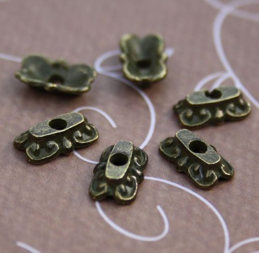 Pack of 20 - Antique Bronze Angular Bead Caps
