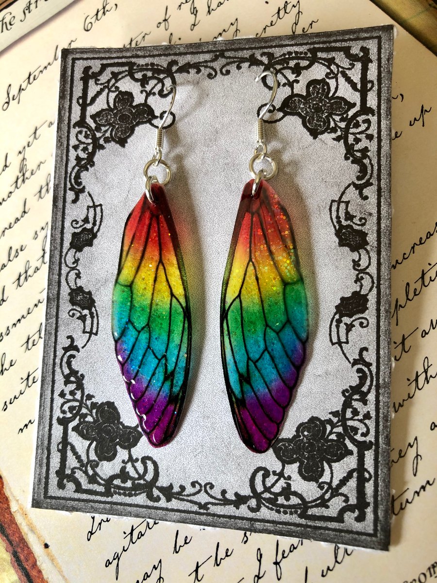 Rainbow Fairy Wing Sterling Silver Earrings