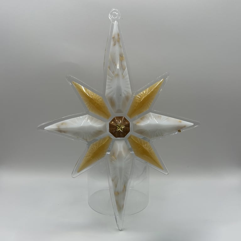 Large Resin 8 Pointed Star in Gold, Copper and White