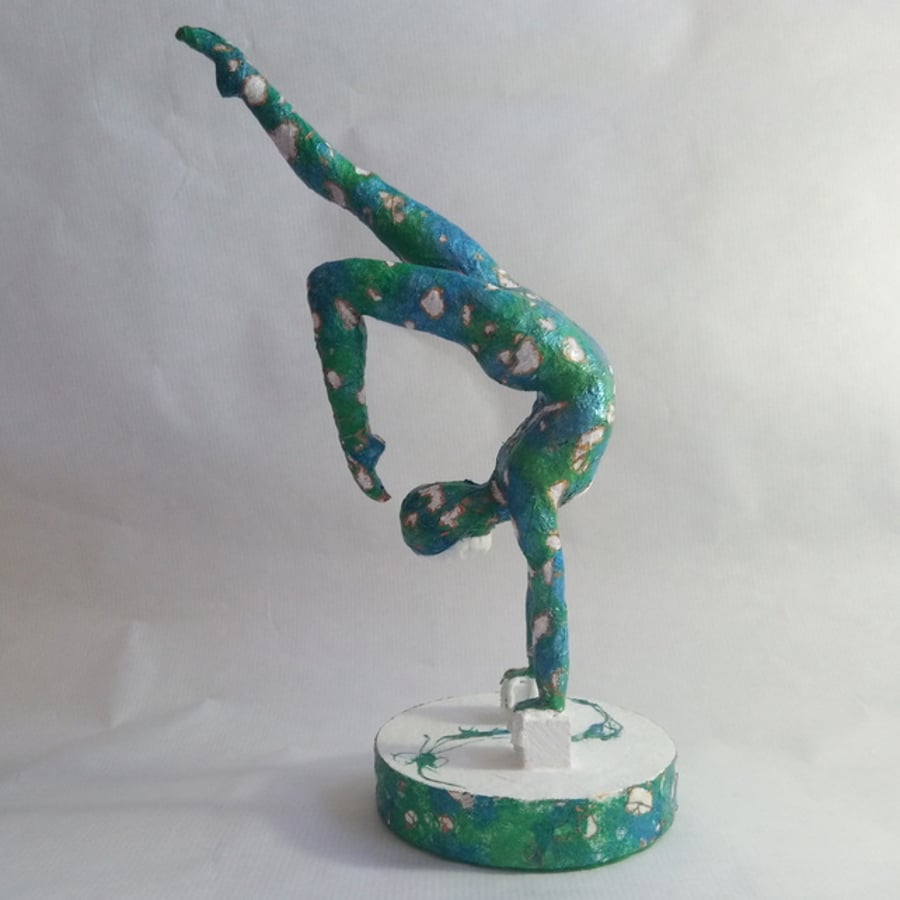 Balance Point - sculpture of acrobat, hand balancer, 25cm high including base
