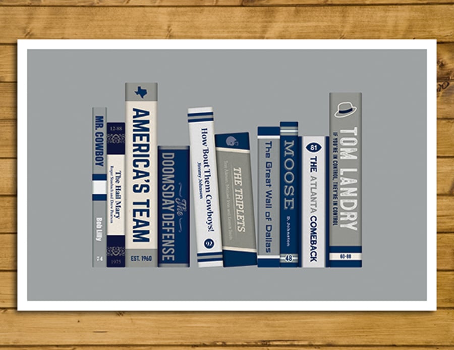 Dallas Cowboys - Storied Franchise Poster - Book Cover Spines - Various Sizes
