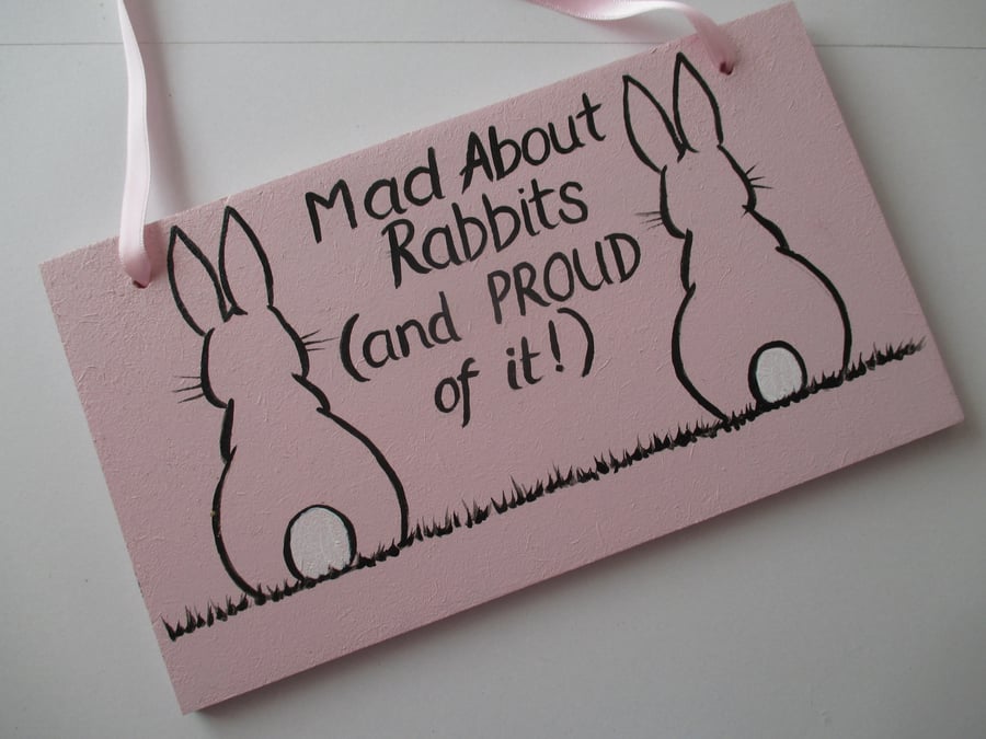 SALE Bunny Rabbit Plaque Hanging Sign Hand Pain... - Folksy