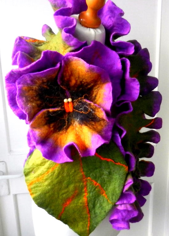 Hand Felted, Wool Jewelry scarf-100% WOOL MERINO- DELIGHT-
