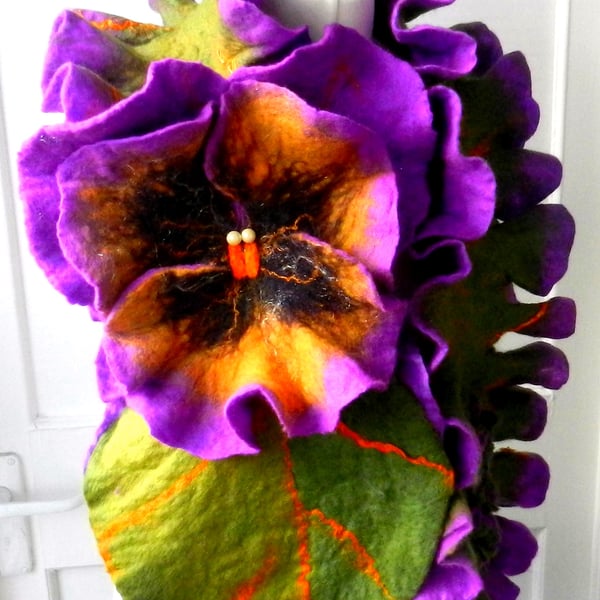 Hand Felted, Wool Jewelry scarf-100% WOOL MERINO- DELIGHT-