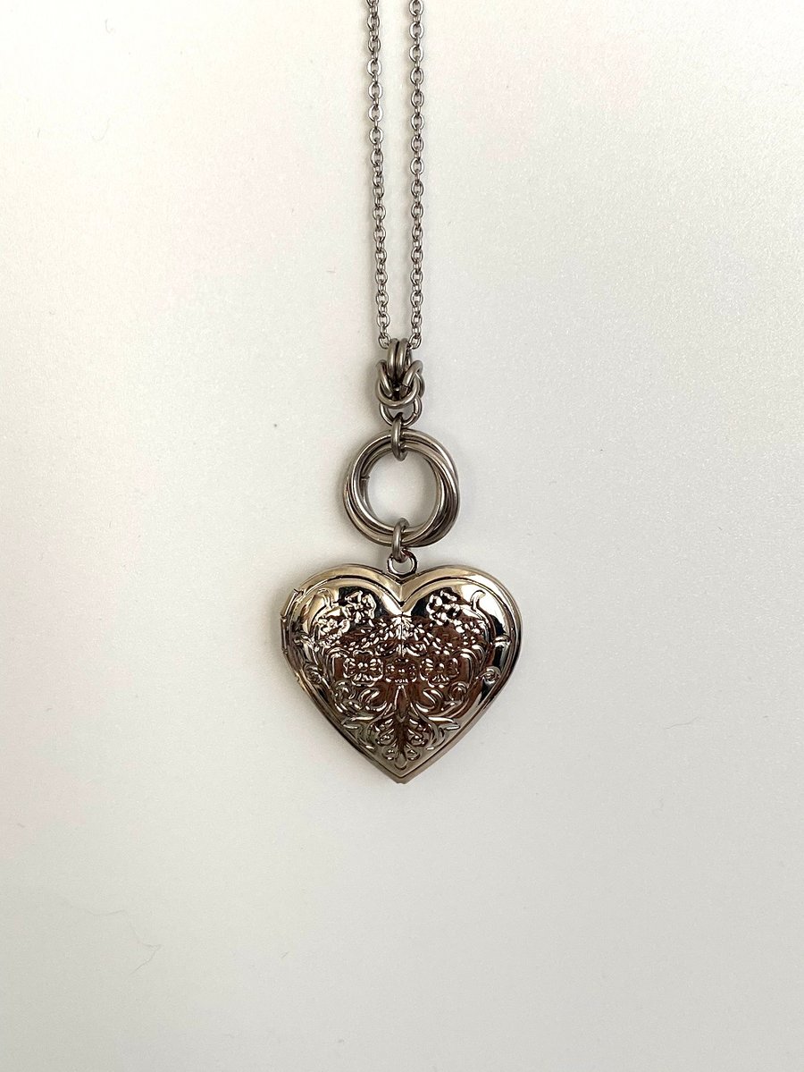 Large silver store heart locket