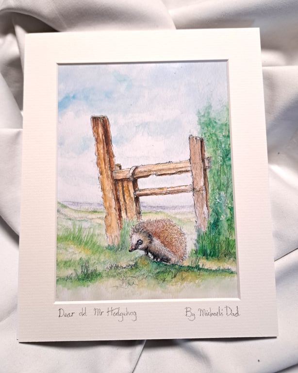 Watercolour print of a Southdowns Sussex Hedgehog