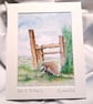 Watercolour print of a Southdowns Sussex Hedgehog - Image 1