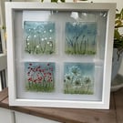 Fused Glass Flower Scene 