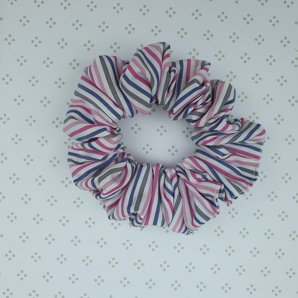 Hair Scrunchie, striped cotton, large