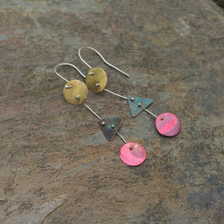 Long Delicate Dangle Geometric Earrings