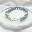 Sterling Silver Single Shimmering Pearl Bracelet 