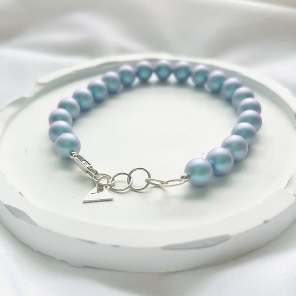 Sterling Silver Single Shimmering Pearl Bracelet 