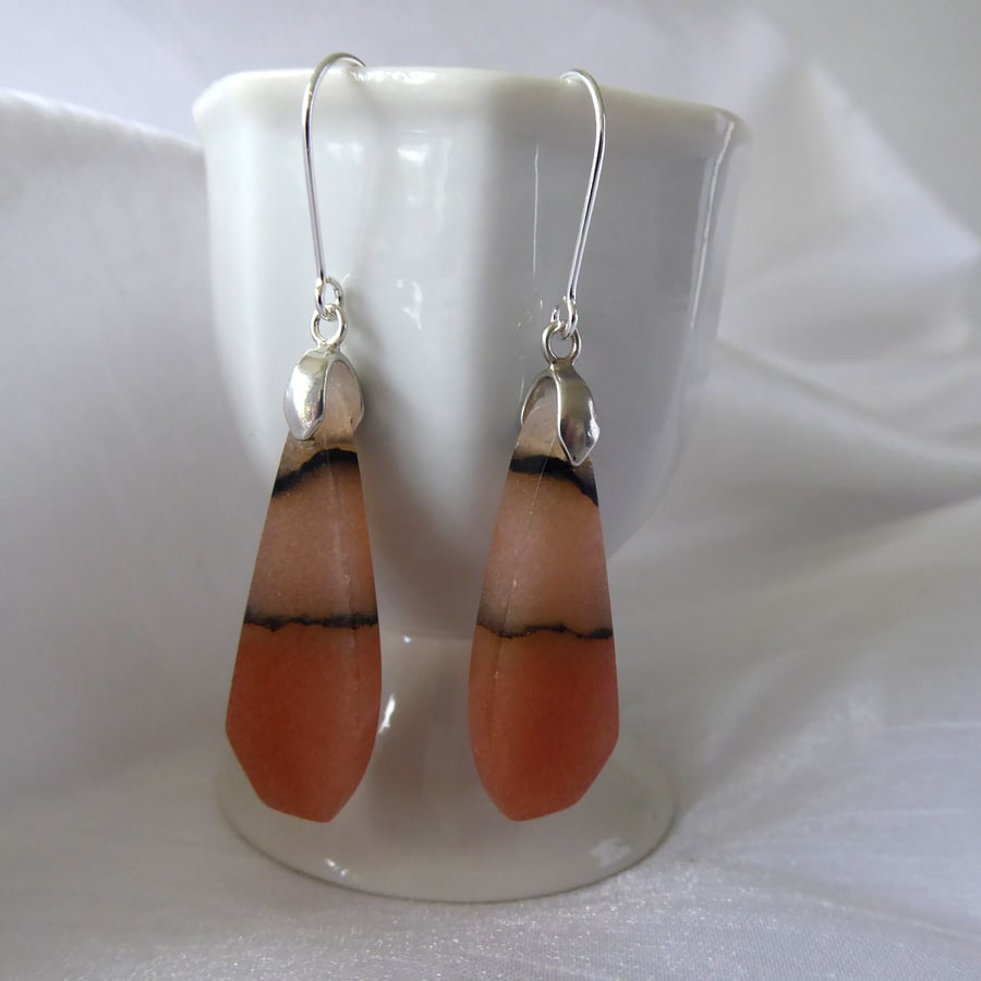 Sterling Silver and Fanta Jade Earrings