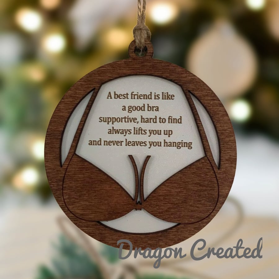 Best Friend Plaque, Funny Wooden Ornament Bestie, Birthday, Girlfriend Christmas