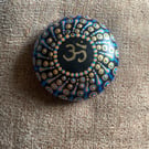 Mandala Stone – Blue and Gold, Hand-Painted Decorative Object