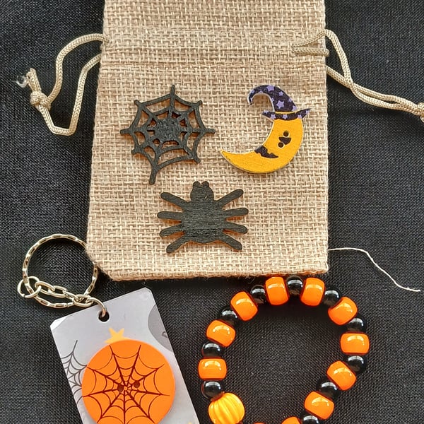 Handmade Halloween bracelet and keyring 
