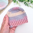 Crochet Newborn Baby Beanie Hat - Pebble Beach - Summer Seconds 