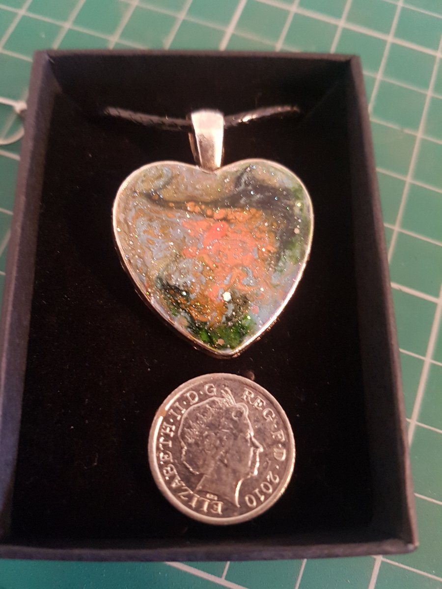 Pebeo and resin heart pendant