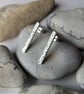 Pebble Textured Bar Stud Earrings, Handmade Sterling Silver Studs - Image 1