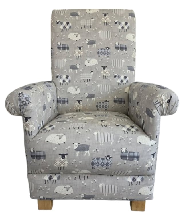 Children's Sheep Grey Armchair iLiv Baa Fabric Lambs Kids Chair Girls Seat Boys