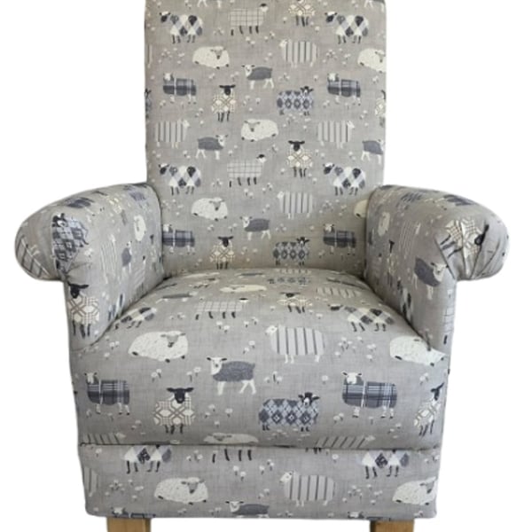 Children's Sheep Grey Armchair iLiv Baa Fabric Lambs Kids Chair Girls Seat Boys