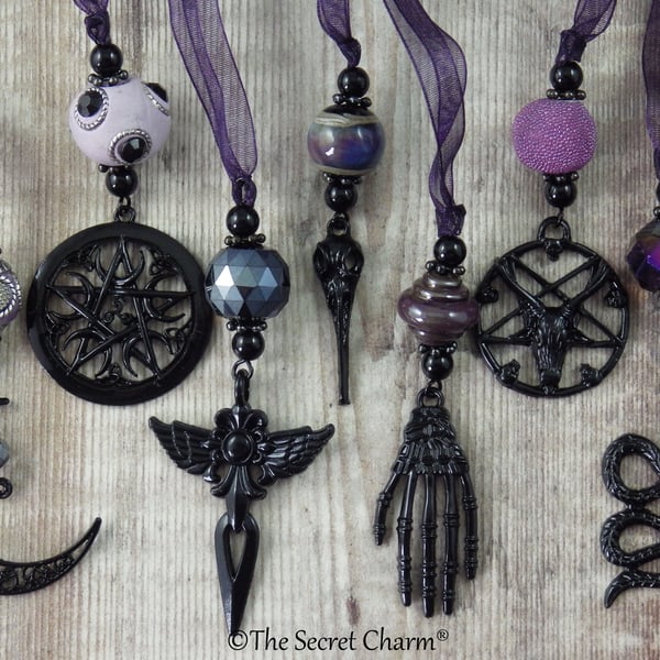7 x Gothic Pagan Handmade Hanging Decorations, OOAK