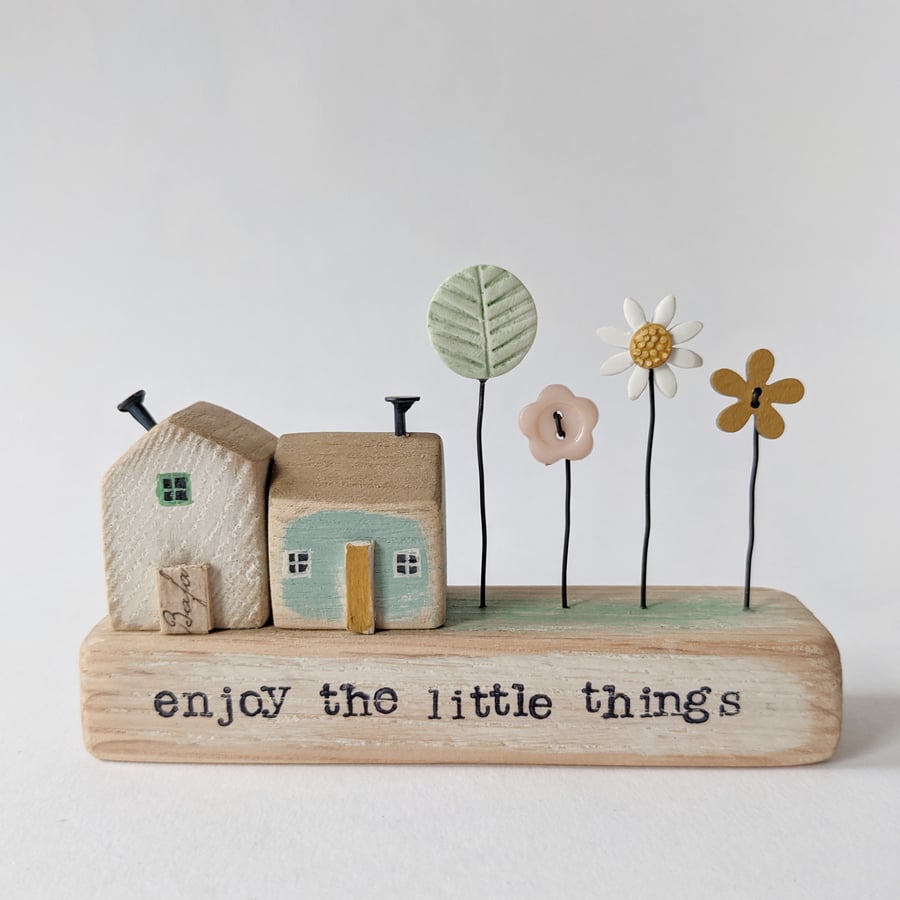 Little Wooden Houses with Clay & Button Garden 'enjoy the little things'