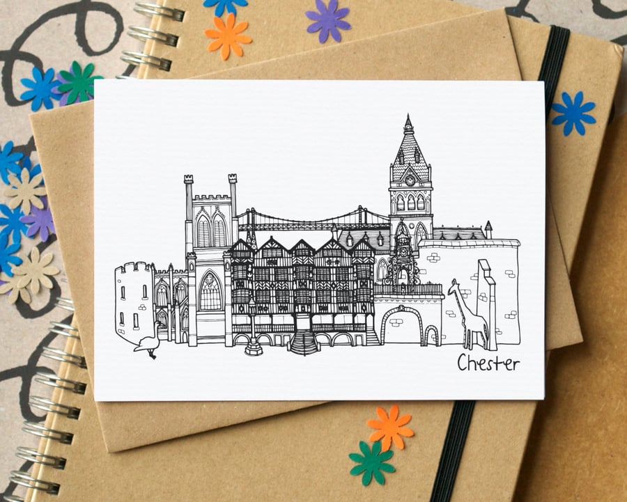 Chester Skyline Greetings Card