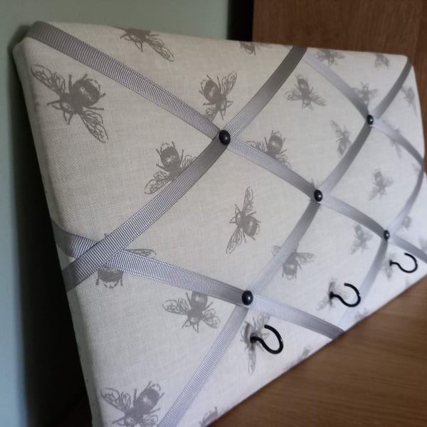 Grey Bee Fabric Noticeboard - Small 40 cm x 23 cm
