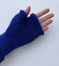 Fingerless Gloves Wrist Warmers Merino Wool Blue - Image 3