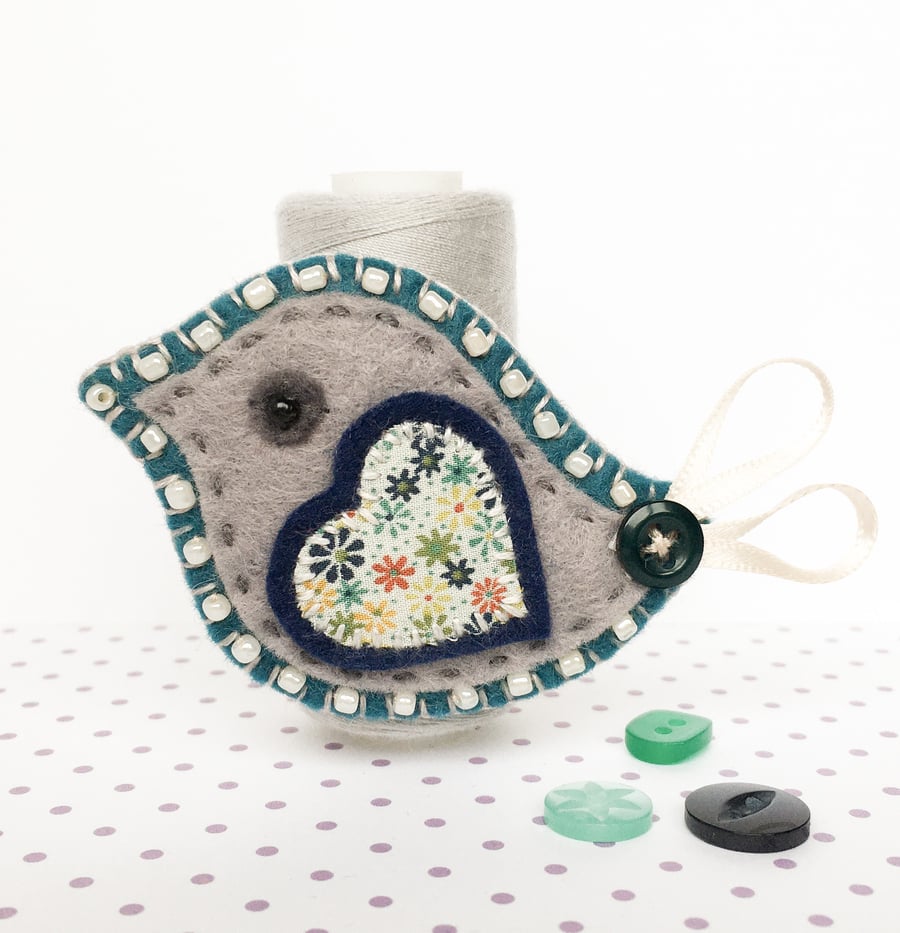 Felt Bird Brooch Pin