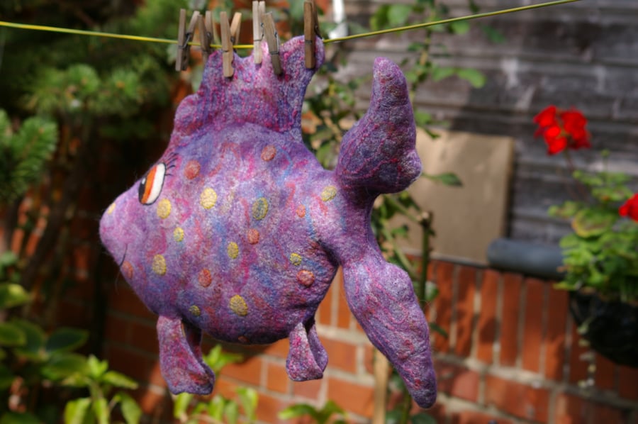 Felted Wool Decorative Fish Pillow
