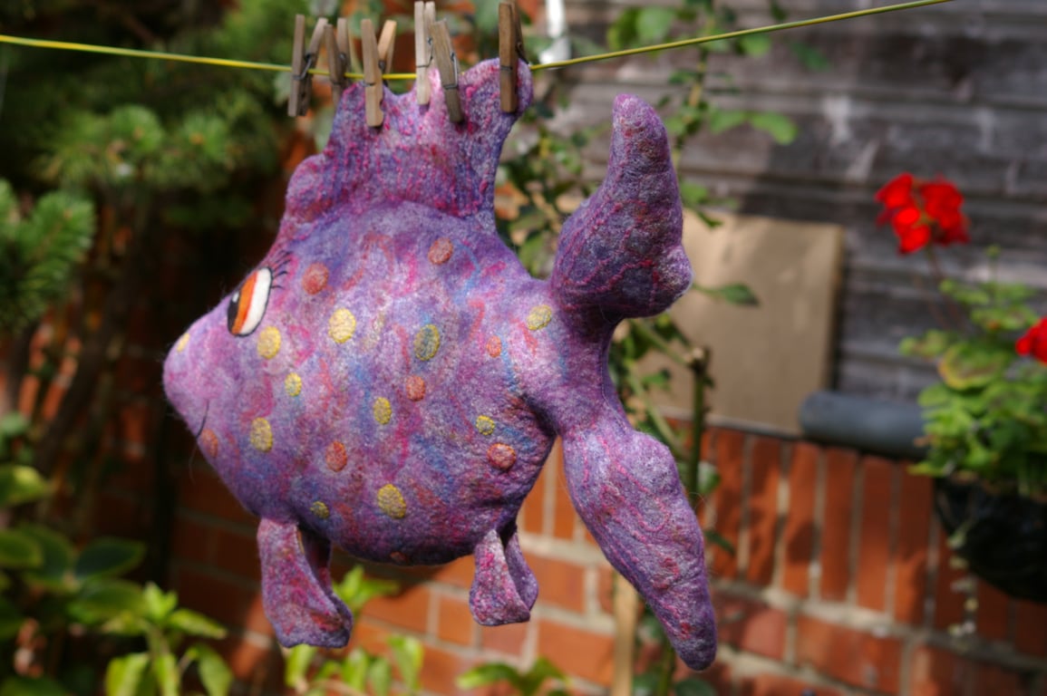 Felted Wool Decorative Fish Pillow