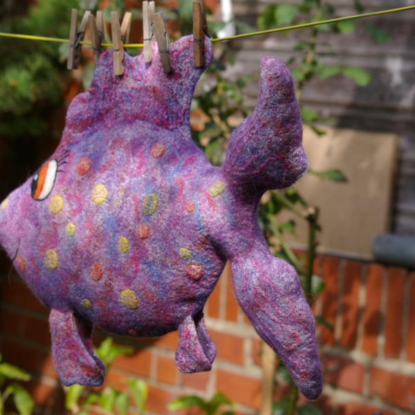 Felted Wool Decorative Fish Pillow