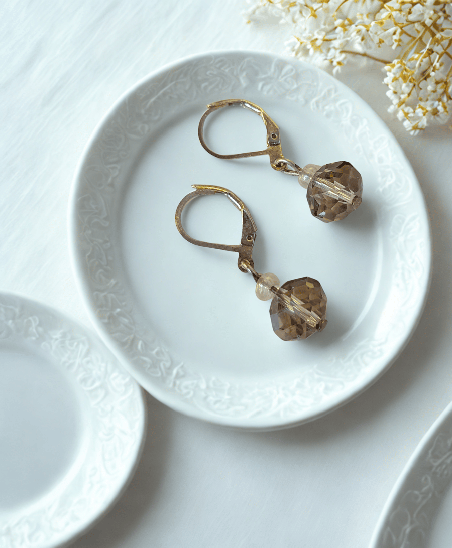 Crystal Glass Sparkle Short Drop Earrings
