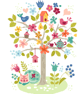 146AB Cross Stitch Pattern Tree of Life and Cheshire Cat Sleeping in the garden - Image 1