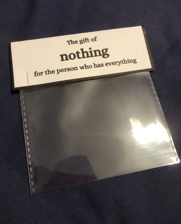 Novelty gift, the gift of nothing joke gift