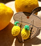 Lemon earrings, Fruit themed jewellery, Yellow earrings, Friend birthday gift