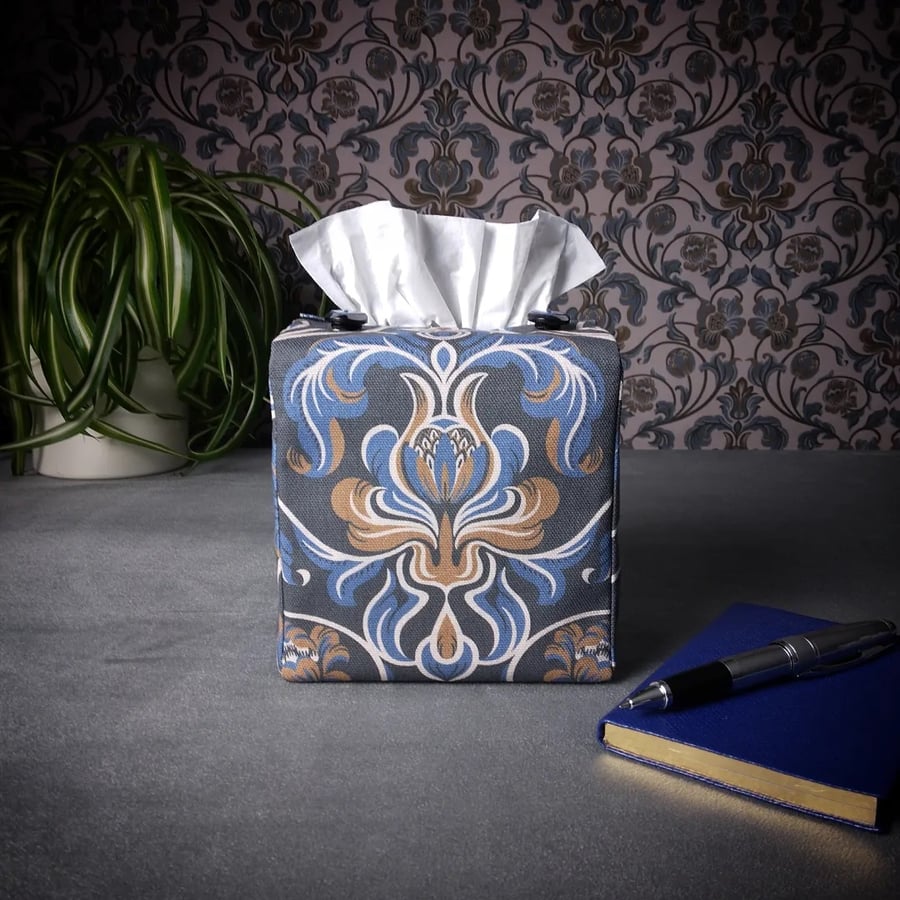 Navy tissue box cover discount