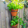 Hand made double 'Fence Hanging' 6" terracotta pot holder