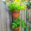 Hand made double 'Fence Hanging' 6" terracotta pot holder