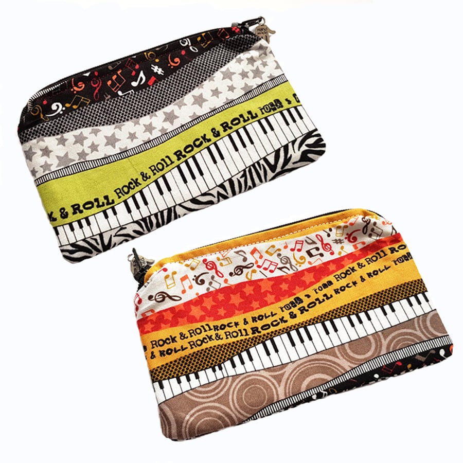 Rock And Roll Music Zip Pouch - Small Zipper Bag For Coins Cards Or Essentials