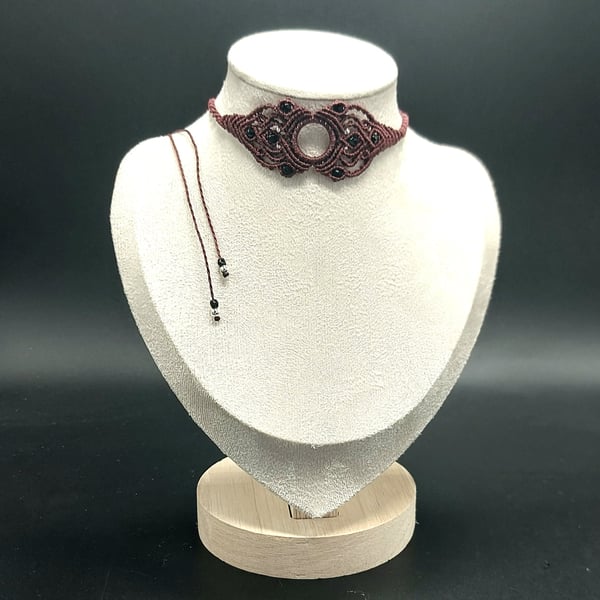 Deep Red Macrame Choker