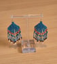 Sterling silver beaded fringe earrings, boho fringe, festival (EAR-0004) - Image 4