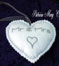 Personalised wedding heart, Embroidered heart, felt heart, hanging heart,  - Image 1